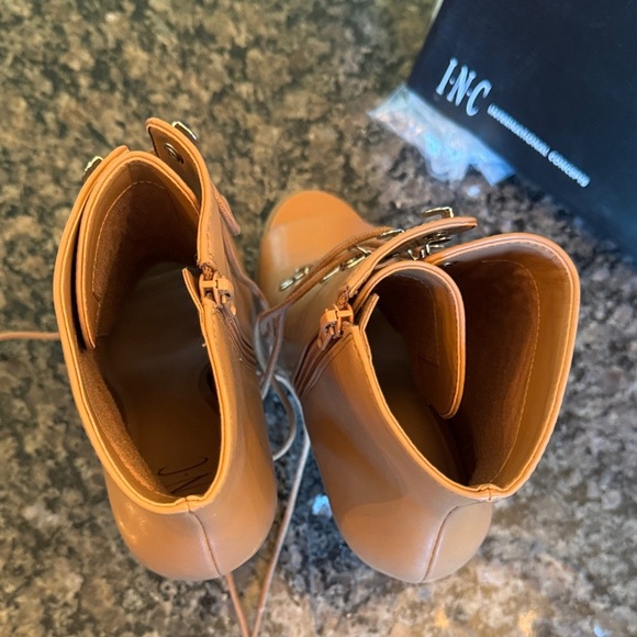 INC International Concepts Women's Tan Lace-Up peep toe Heeled Boots NWT 11 - Picture 12 of 14